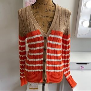💖Tommy Hilfiger Orange/Tan Cardigan Size L NWOT